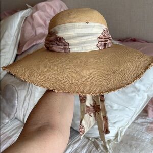 Sensi Studio Treasure Island Lady Ibiza Straw Hat with floral cotton scarf